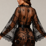 Spitzenkimono for damer - AMAYA Svart Tilbud 150€