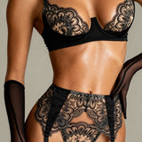 Dame-Dessous-Set tre deler - EMBRACE Svart